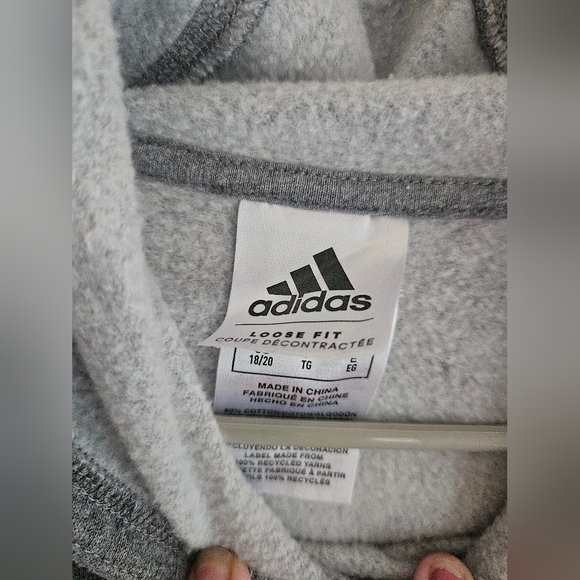 Adidas Gray Hoodie with Multicolor Logo - Picture 2 of 4
